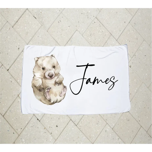 Personalised Kids Towel - Wombat - Timber Tinkers