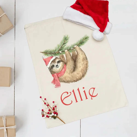 Personalised Linen Santa Sack - Sloth