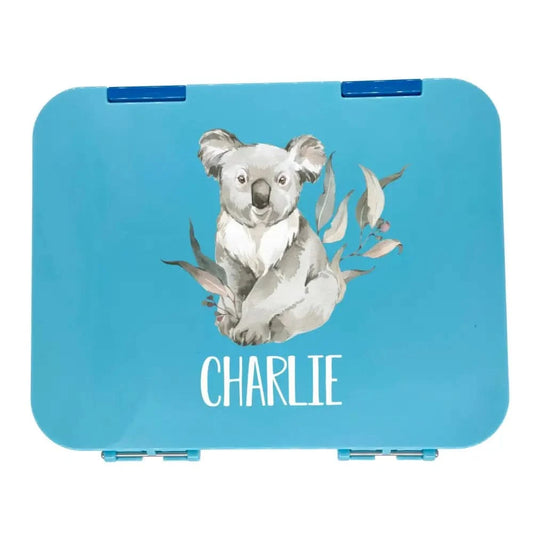 Personalised Lunch Boxes - Blue Bento Box - Koala - Timber Tinkers