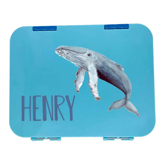 Personalised Lunch Boxes - Blue Bento Box - Whale - Timber Tinkers