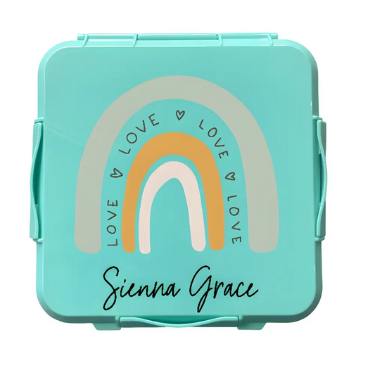 Personalised Mint Lunch Box - Love Rainbow - Timber Tinkers