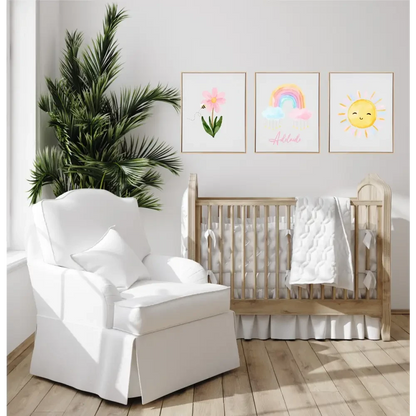 Personalised Pastel Rainbow Wooden Canvas Print Set - Timber Tinkers