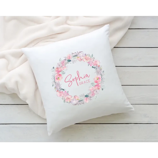 Personalised Pillowcase - Floral Wreath - Timber Tinkers