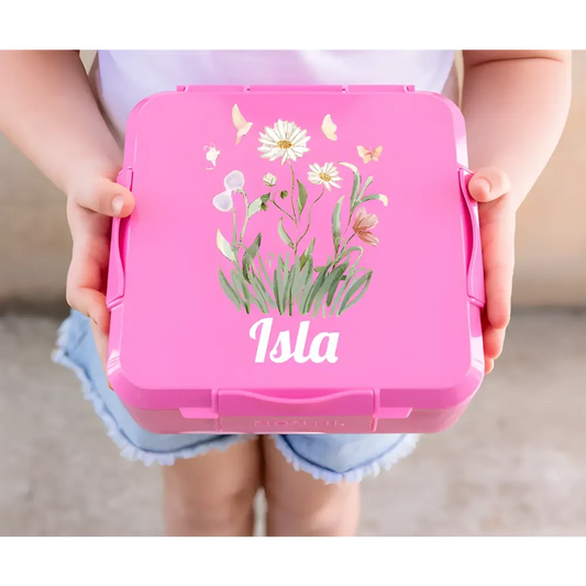 Personalised Pink Lunch Box - Garden Floral - Timber Tinkers