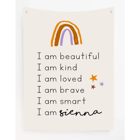 Personalised Rainbow Affirmation Canvas Wall Hang - Timber Tinkers