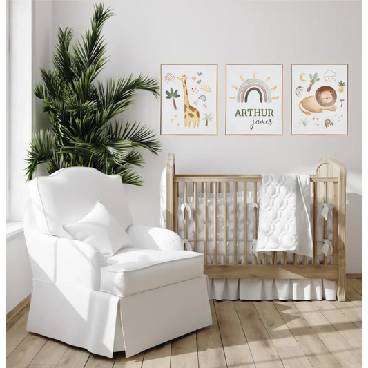 Personalised Safari Wooden Canvas Print Set - Timber Tinkers