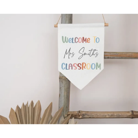 Personalised Teacher Classroom Flag - Timber Tinkers