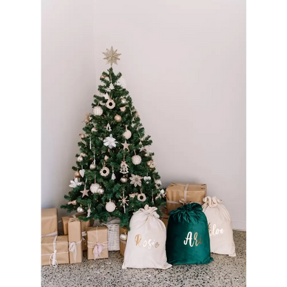 Personalised Velvet Santa Sack - Green - Timber Tinkers