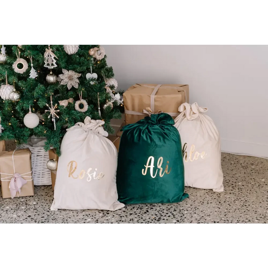 Personalised Velvet Santa Sack - Lilac - Timber Tinkers