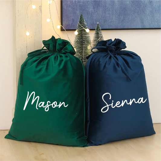 Personalised Velvet Santa Sack - Navy - Timber Tinkers