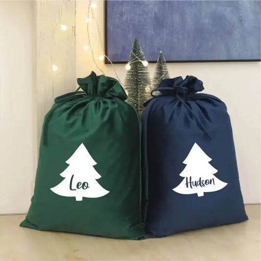 Personalised Velvet Santa Sack - Tree - Timber Tinkers