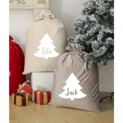 Personalised Velvet Santa Sack - Tree - Timber Tinkers