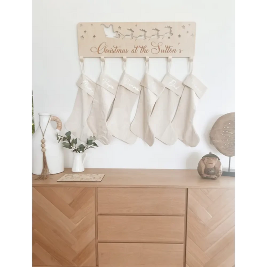 Personalised Velvet Stockings - Cream - Timber Tinkers