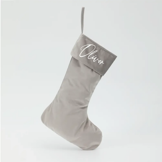 Personalised Velvet Stockings - Silver - Timber Tinkers