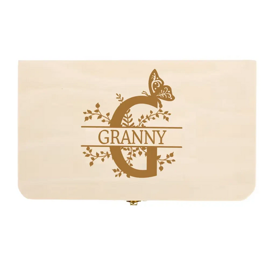 Personalised Wooden Keepsake Box - Floral Letter - Timber Tinkers