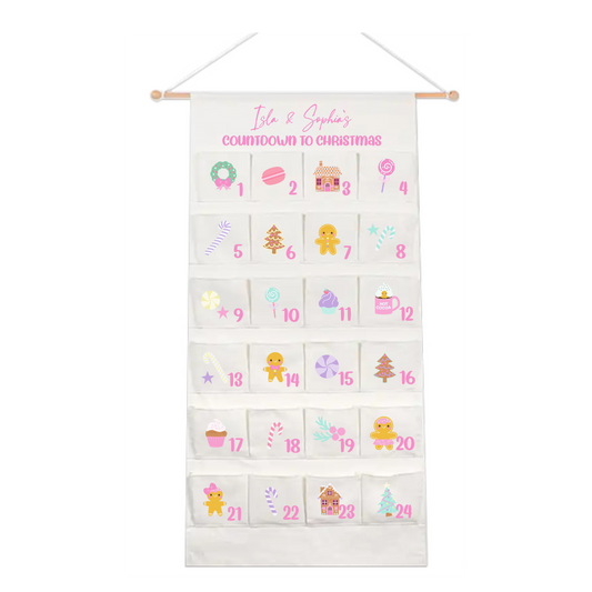 Personalised Large Christmas Advent Calendar - Pink Pastels - PRE ORDER SHIPS BEG NOV 2025