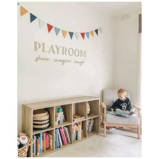 PLAYROOM - share imagine laugh plaque - Timber Tinkers