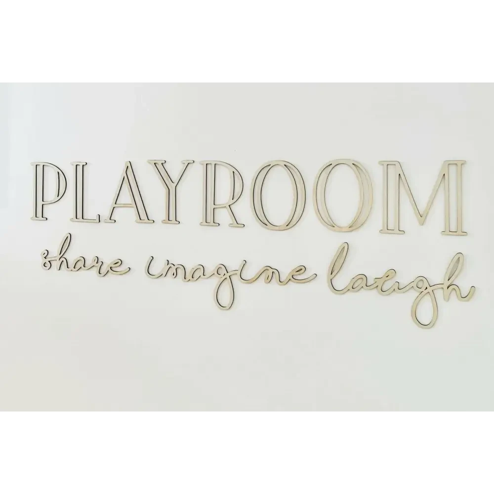 PLAYROOM - share imagine laugh plaque - Timber Tinkers