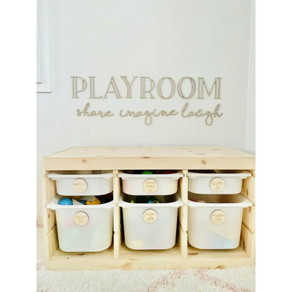 PLAYROOM - share imagine laugh plaque - Timber Tinkers