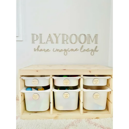 PLAYROOM - share imagine laugh plaque - Timber Tinkers