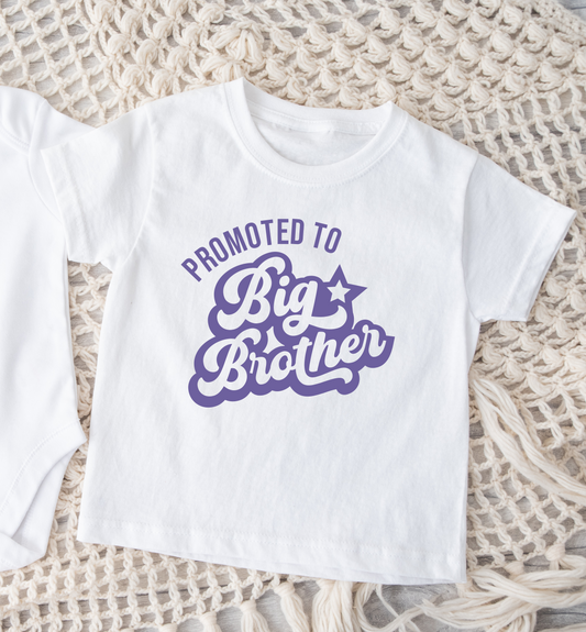 Promoted to Big Brother blue WHITE Tshirt