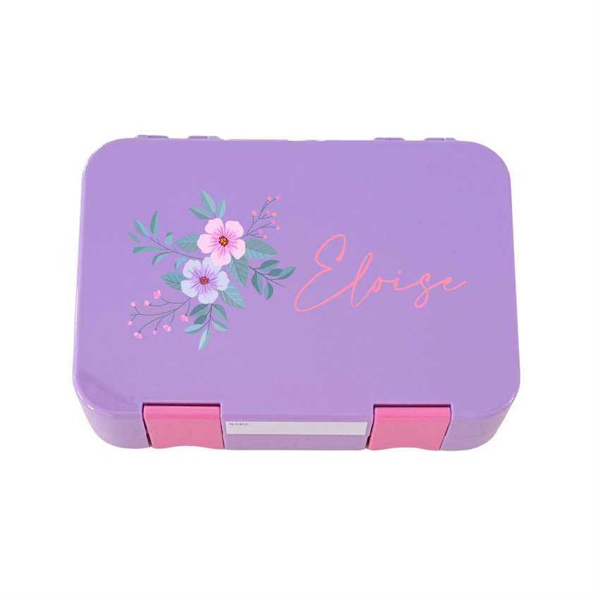 Personalised Lunch Boxes - Purple Flower
