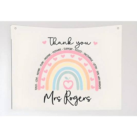 Rainbow Thankyou Teacher Wall Hang - Timber Tinkers