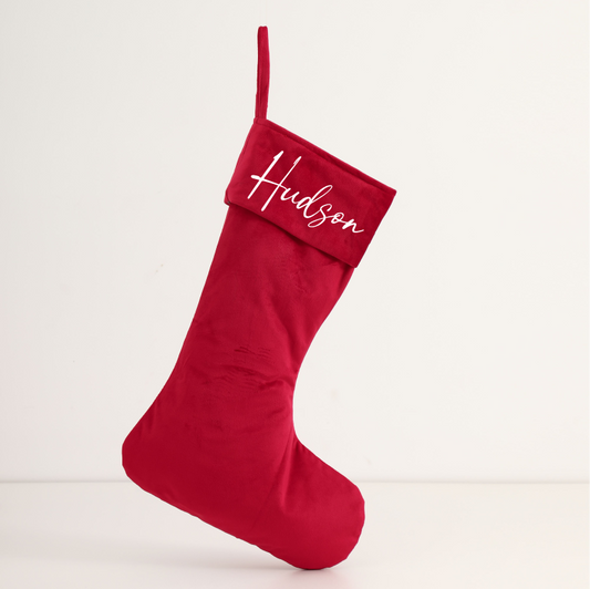 Personalised Velvet Stockings - Red (45cm)