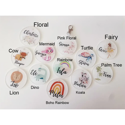 Round Acrylic Bag Tag - Multiple Designs - Timber Tinkers