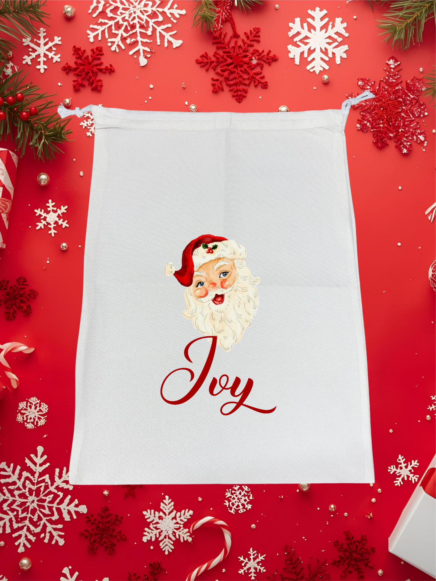 Personalised Premium Linen Santa Sack  – Classic Christmas Collection