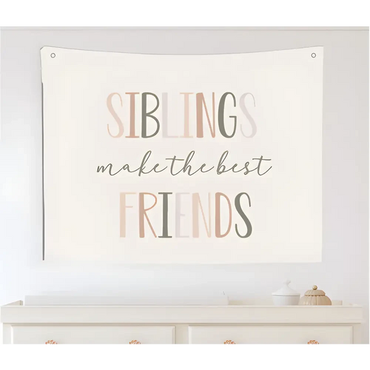 Siblings make the best friends Canvas Wall Hang - Timber Tinkers