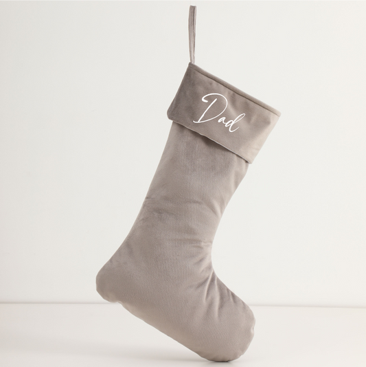 Personalised Velvet Stockings - Silver (45cm)