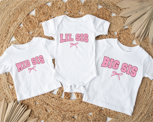 Sister Bow White Tshirt/Onesie