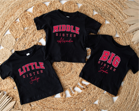 Sister Personalised Black Tshirt