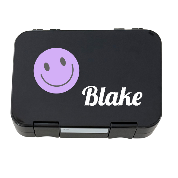 Personalised Lunch Boxes - Black Smiley Face