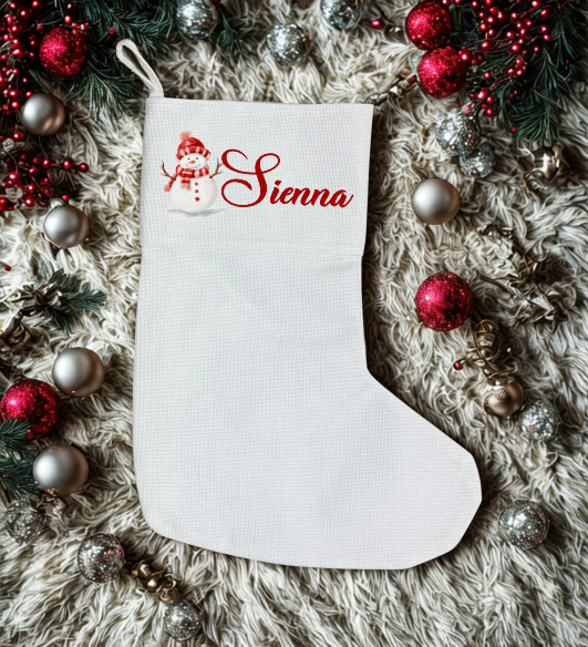 Personalised Premium Linen Stocking – Classic Christmas Collection