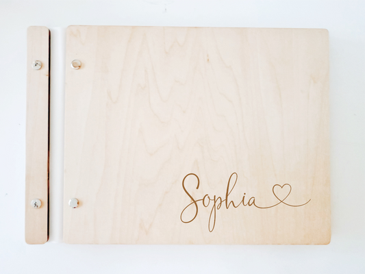 Personalised Wooden Scrapbook - Heart