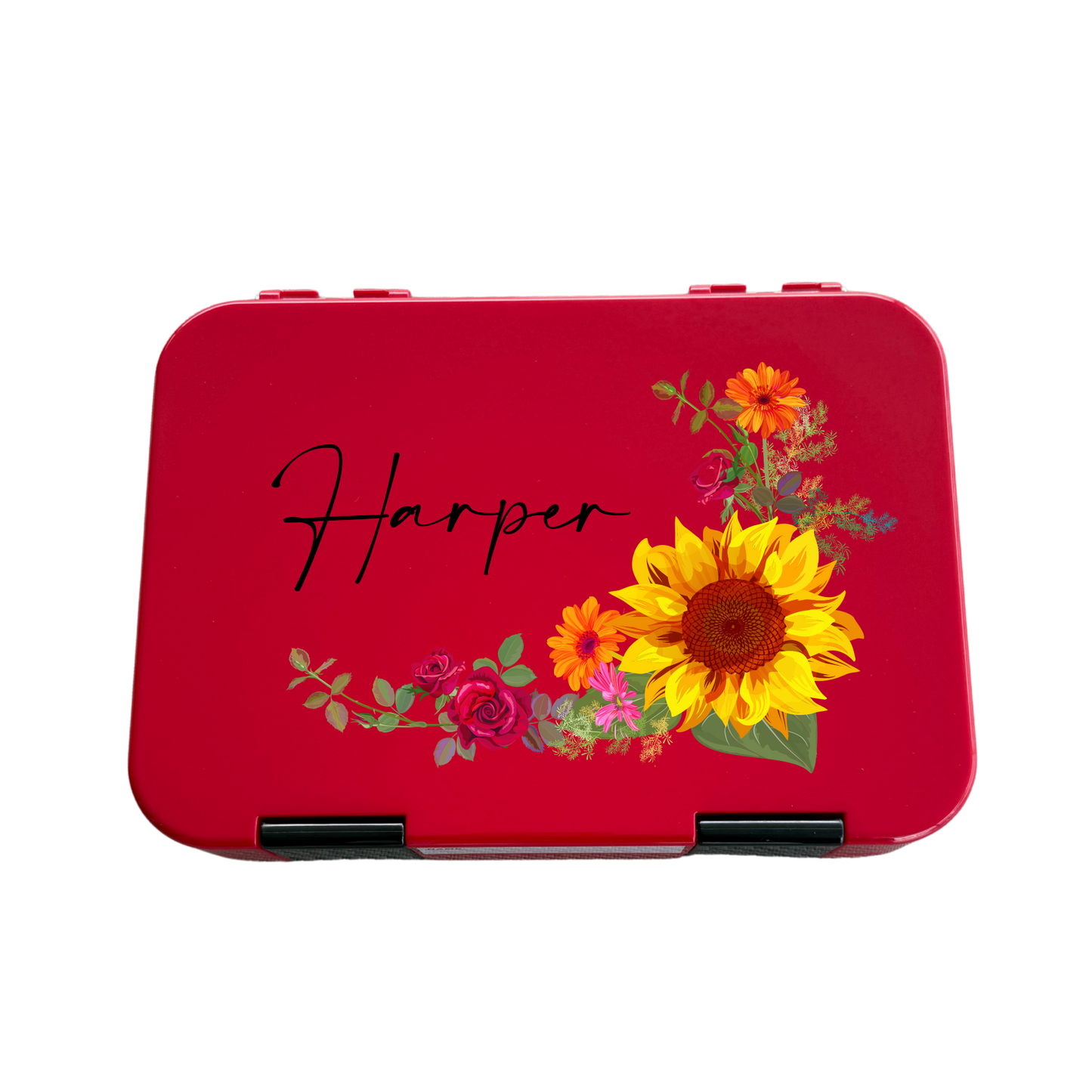 Personalised Lunch Boxes - Red Sunflower