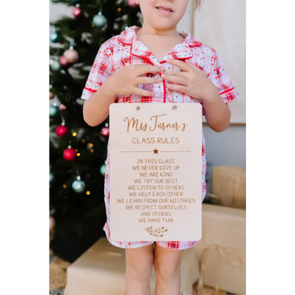 Teacher Class Rules Plaque - Timber Tinkers