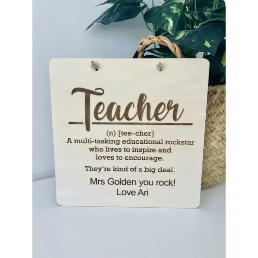 Teacher Defininton Plaque - Timber Tinkers