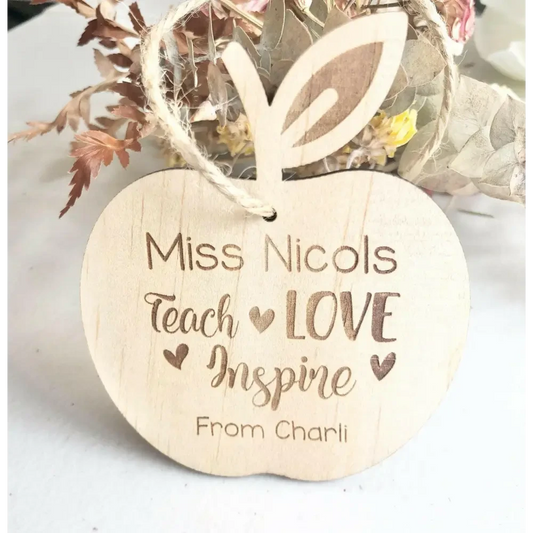 Teacher Ornament - Teach Love Inspire - Timber Tinkers