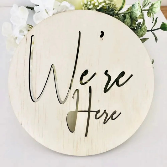 We're Here Scandi Birth Announcement - Timber Tinkers