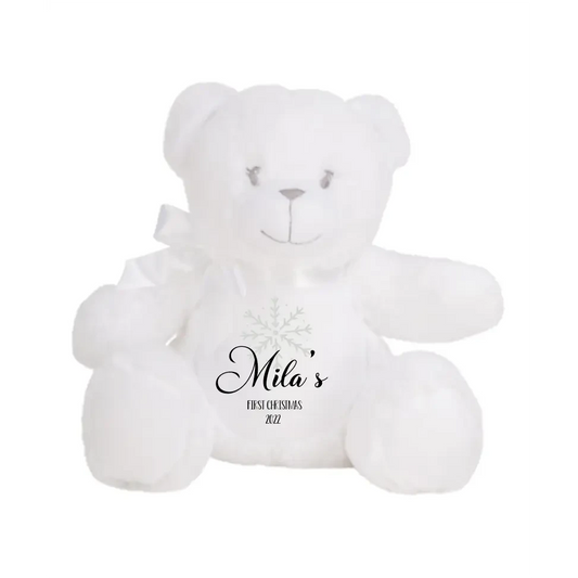 White Teddy Plush - Snowflake - Timber Tinkers