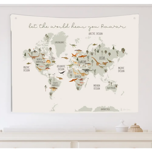 World Dinos Canvas Wall Hang - Timber Tinkers